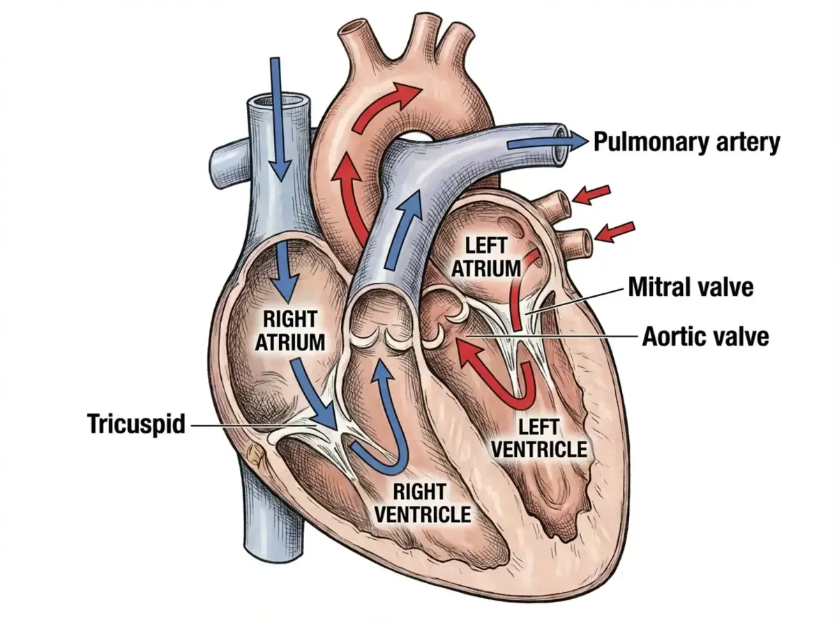 Seedream Pro sample: Labelled diagram of the heart